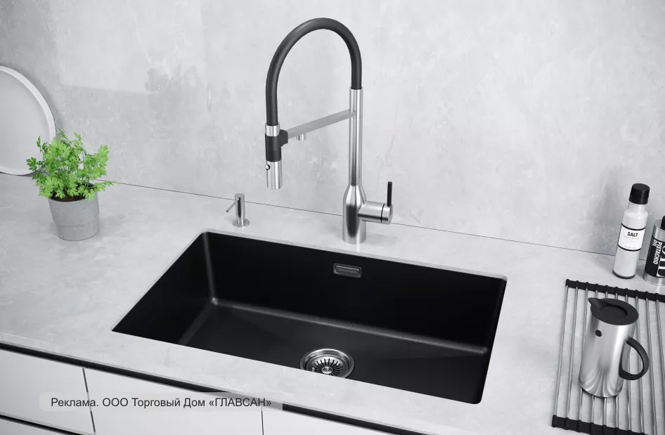 Смеситель Paulmark Magneto One в интерьере кухни