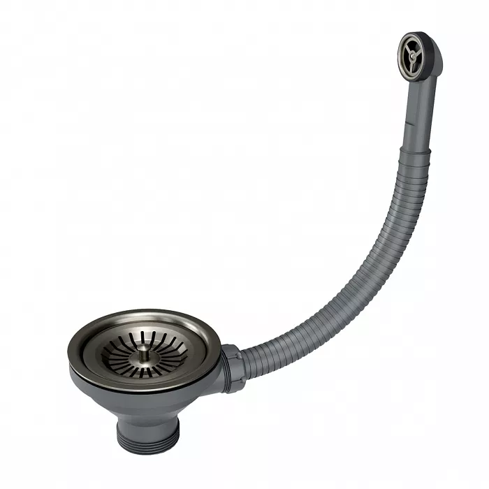 Слив с круглым переливом Paulmark PM6022 — вороненая сталь