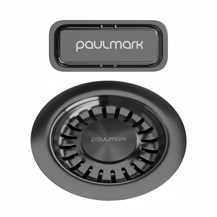 Слив с овальным переливом Paulmark PM6024 — вороненая сталь